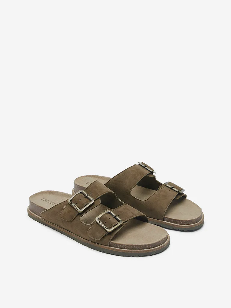 SOLEPLAY Olive Dual-Strap Leather Sandals