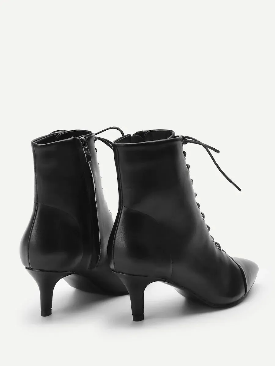 Solid Lace-Up Boots