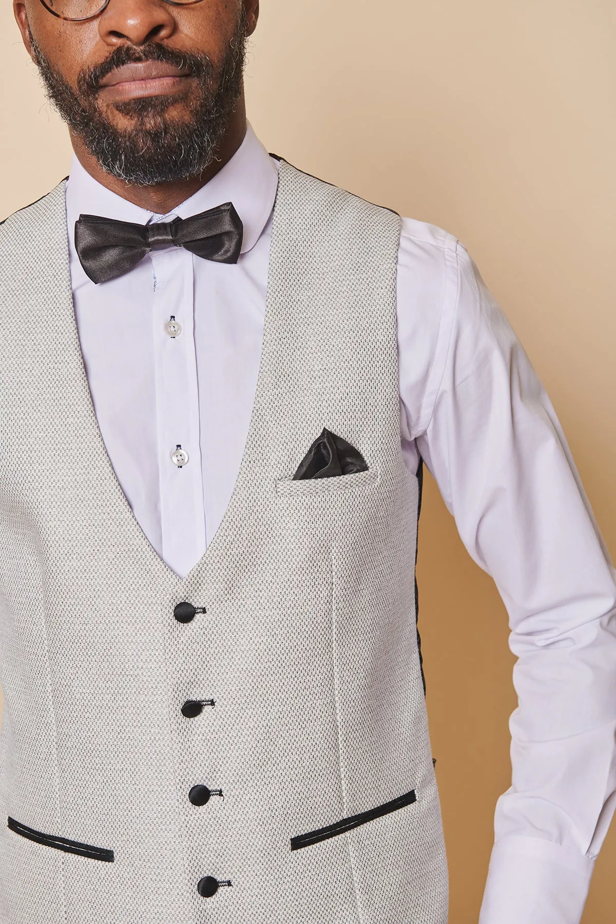 SPENCER - Stone Single Breasted Waistcoat