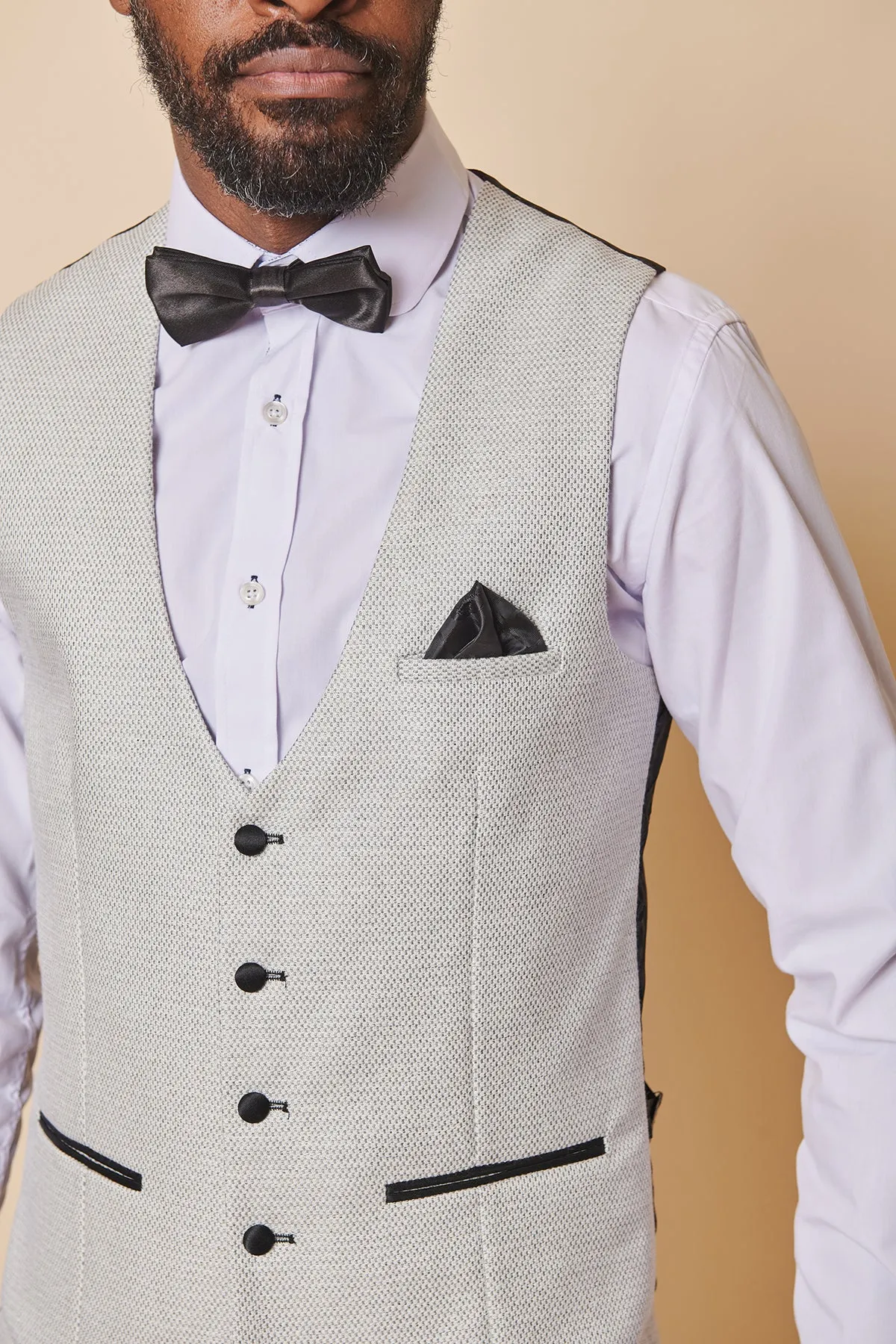 SPENCER - Stone Single Breasted Waistcoat