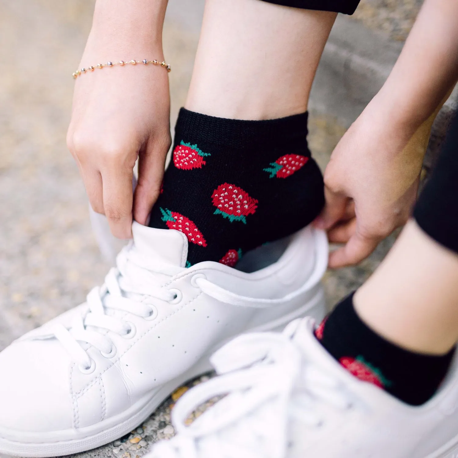 Strawberry Printed Ankle Socks