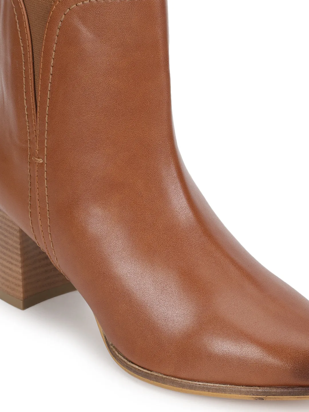 Tan PU Block Ankle Boots (TC-20645-TAN)