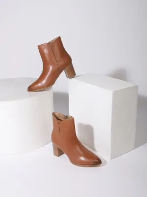 Tan PU Block Ankle Boots (TC-20645-TAN)