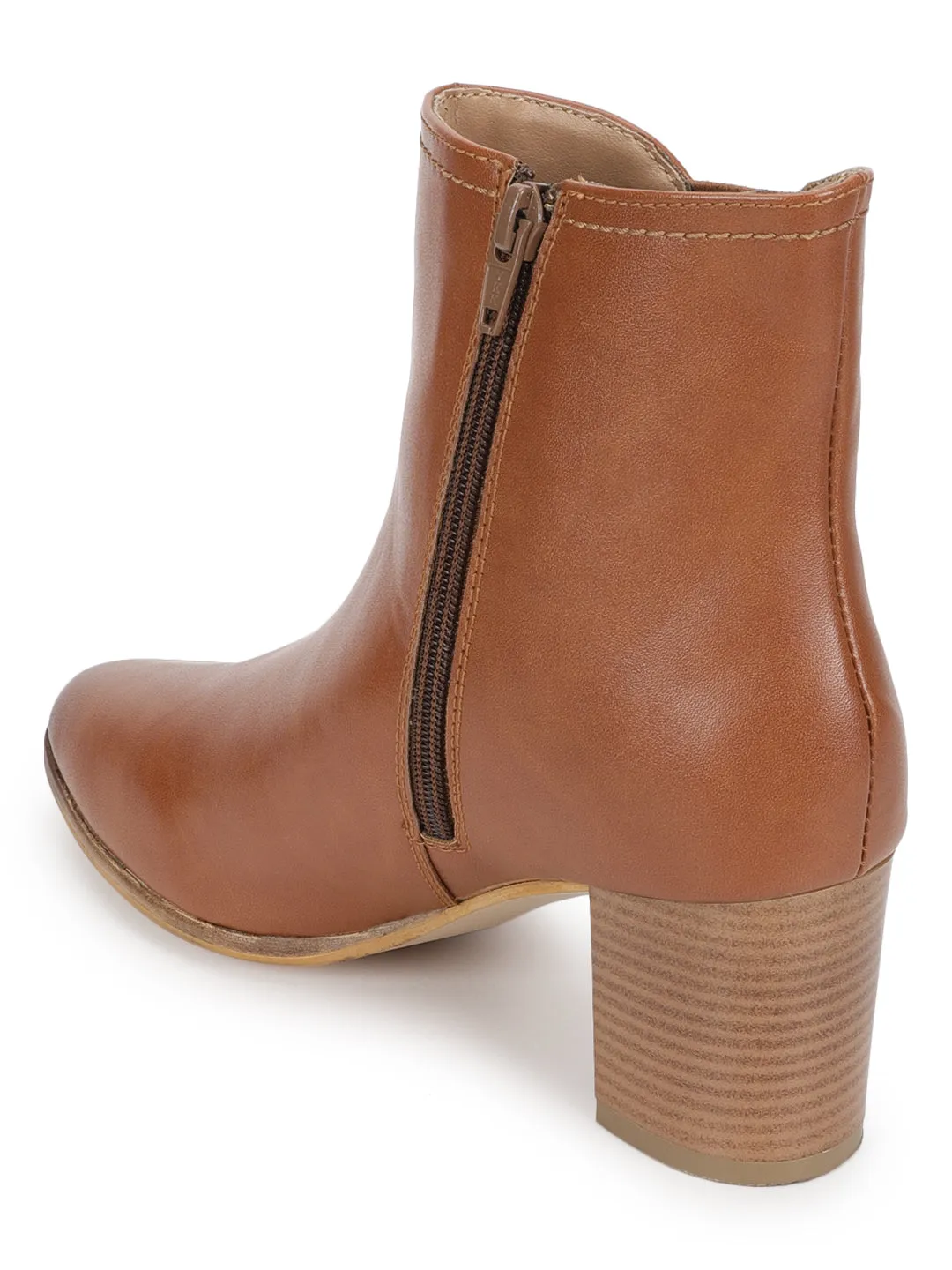 Tan PU Block Ankle Boots (TC-20645-TAN)