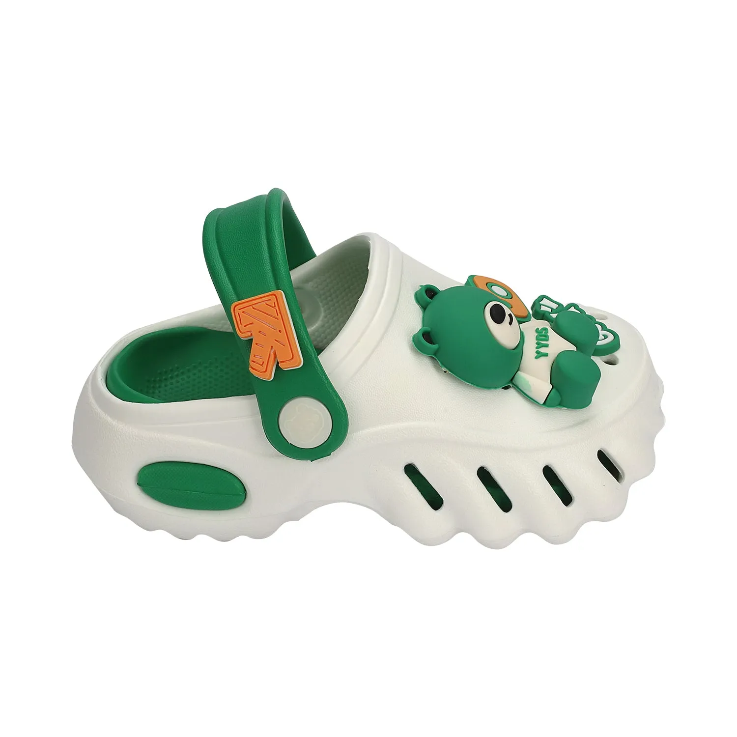 Teddy Bear Applique Detailed Clogs - Green