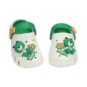 Teddy Bear Applique Detailed Clogs - Green