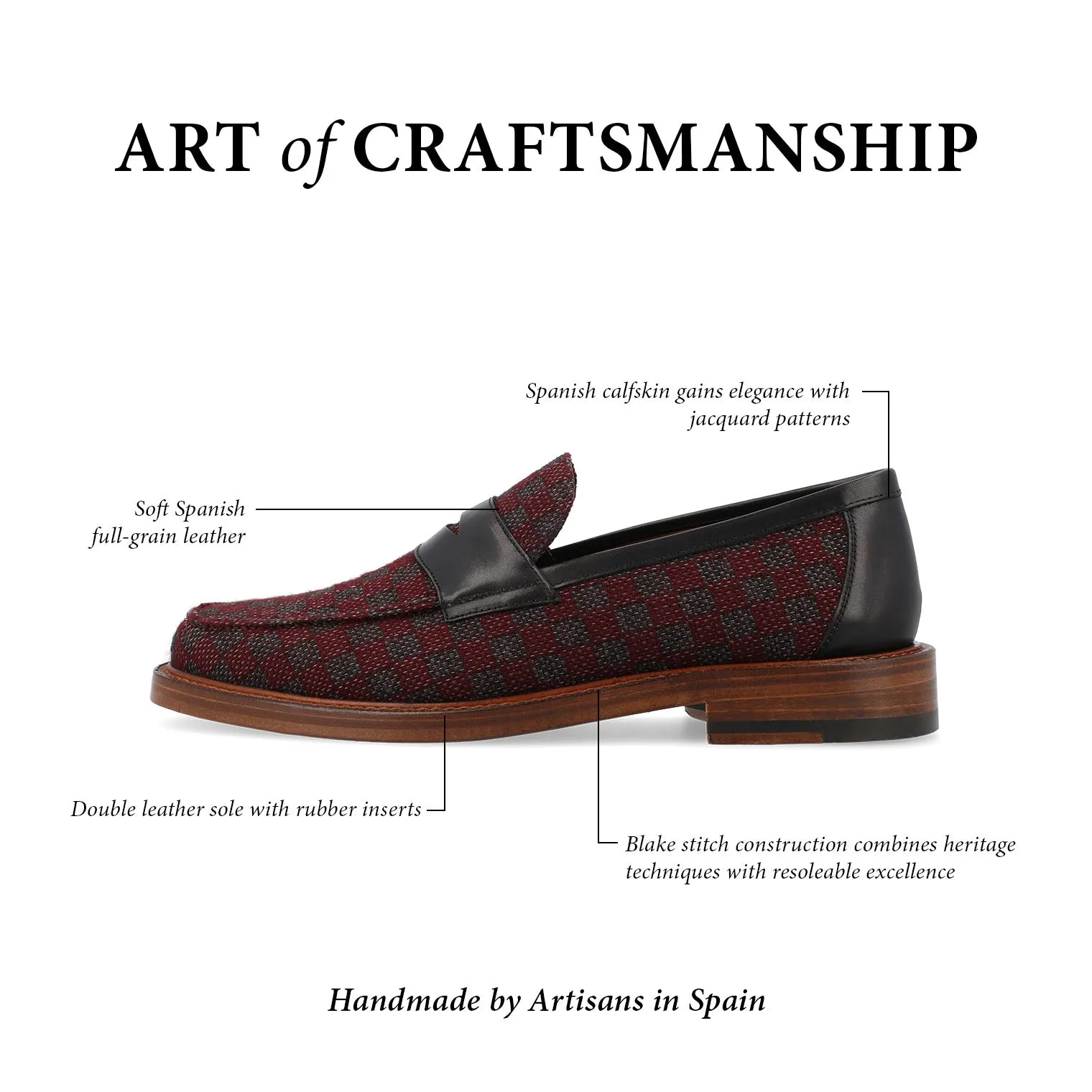 The Fitz Loafer in Maroon Check (Last Chance, Final Sale)