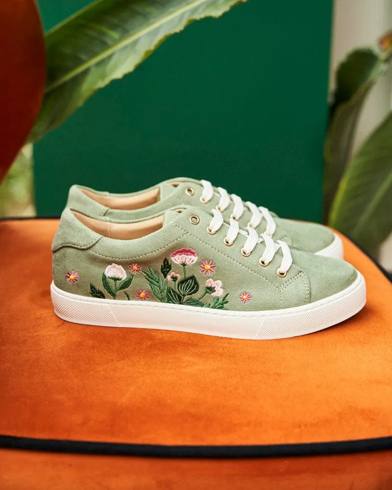 Virevolte Recycled Grain Vegan Suede Embroidered Sneakers | Garden