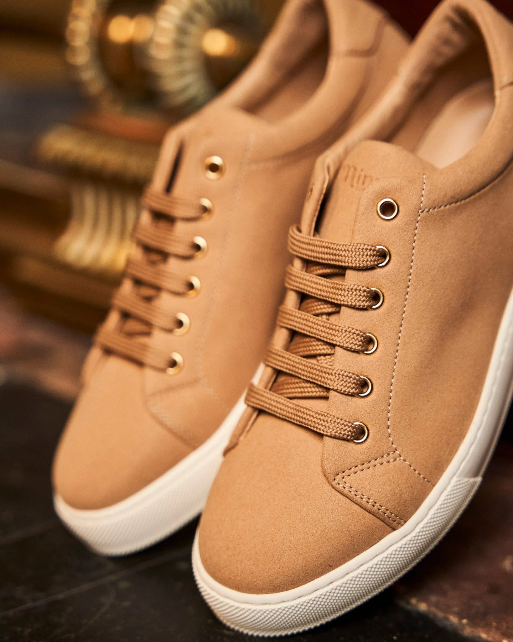 Virevolte Recycled Vegan Grain Leather Sneakers | Latte