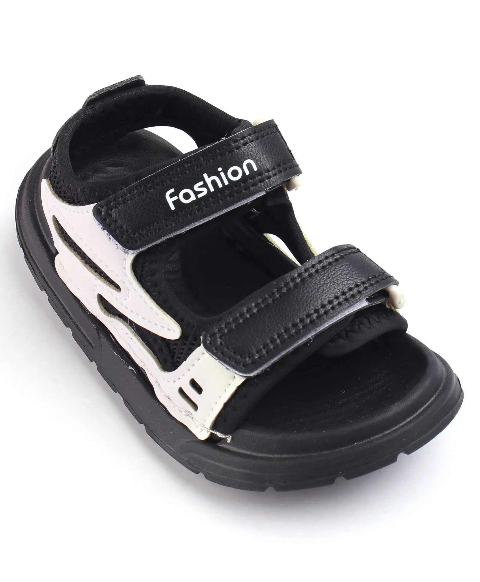 WAVES VELCRO CLOSURE SANDAL - BLACK