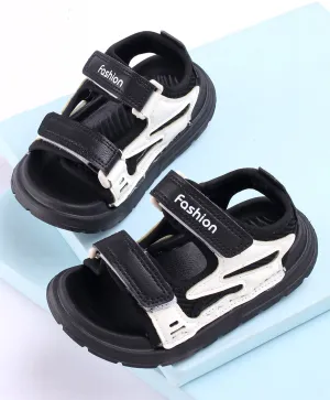 WAVES VELCRO CLOSURE SANDAL - BLACK