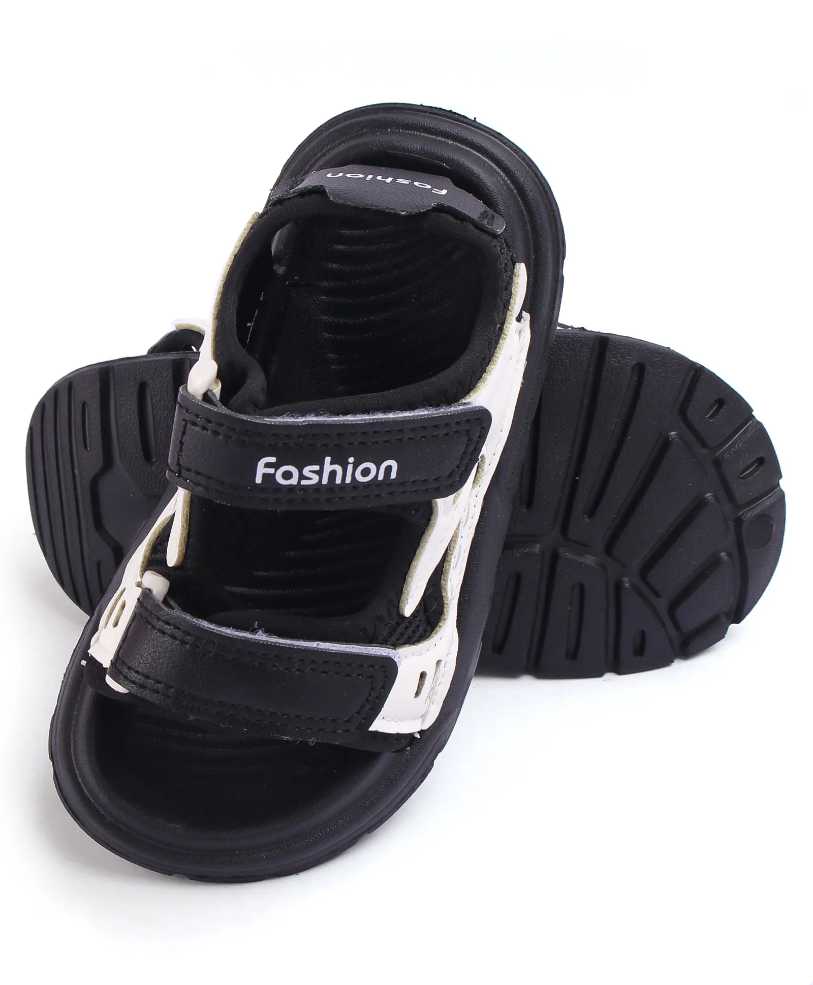 WAVES VELCRO CLOSURE SANDAL - BLACK