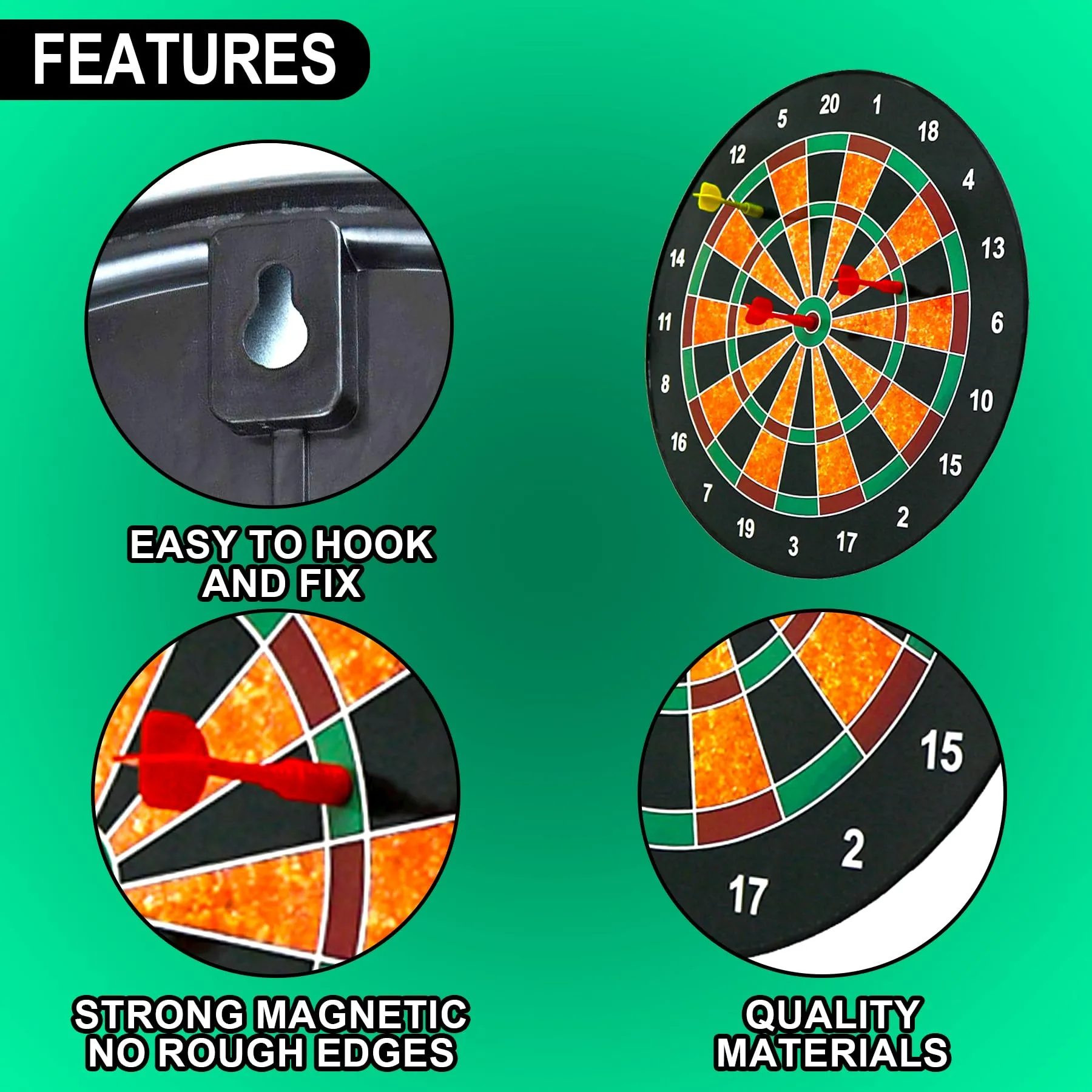 WISHKEY Magnetic Dart Board Games for Kids, 13 Inch Kids Dart Board Set with 6 Magnetic Darts, Multiplayer Party Games, Fun Indoor and Outdoor Dart Game Set Toys, Multicolor, 3 Years (Pack of 1)