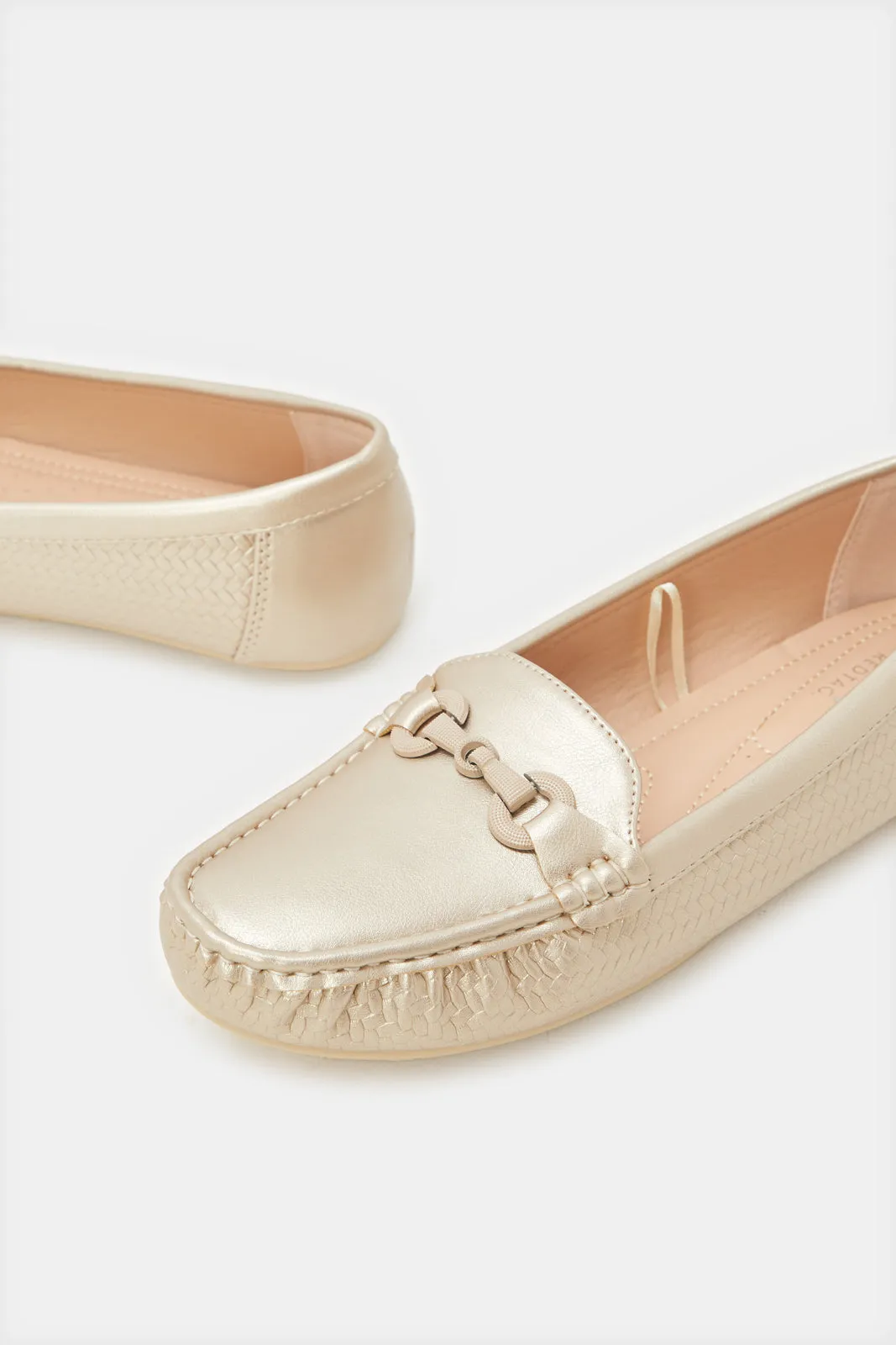 Women Gold Embellished Moccasin