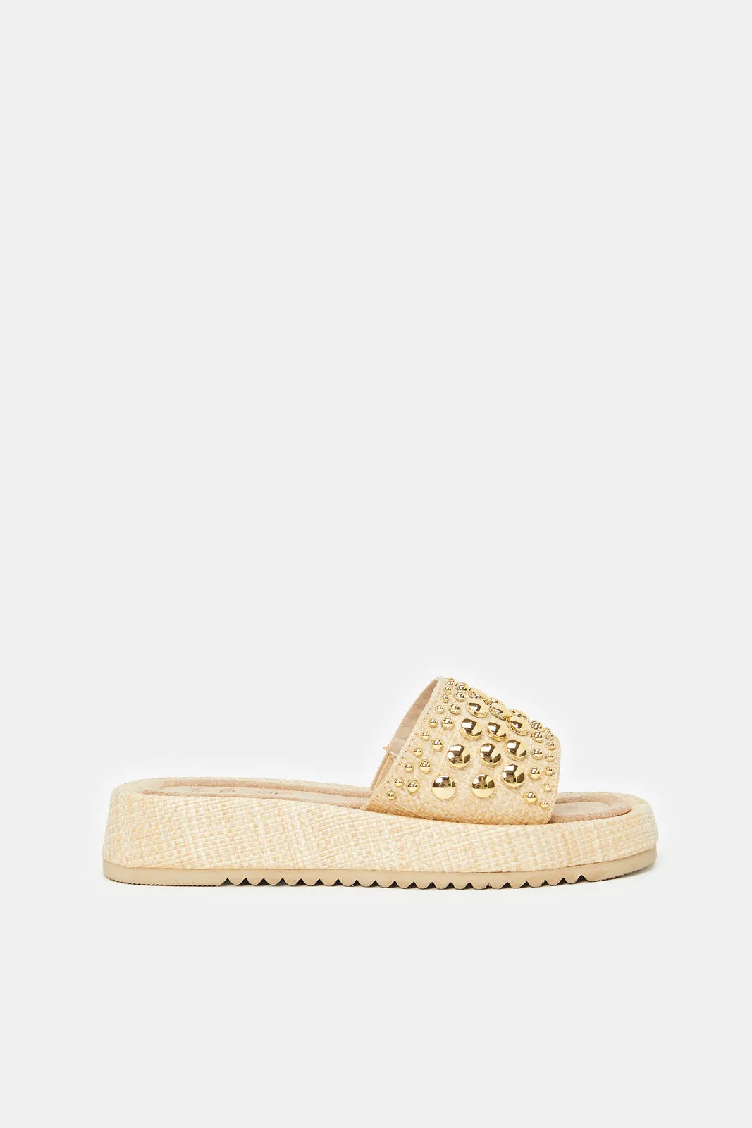 Women Gold Platform Mule