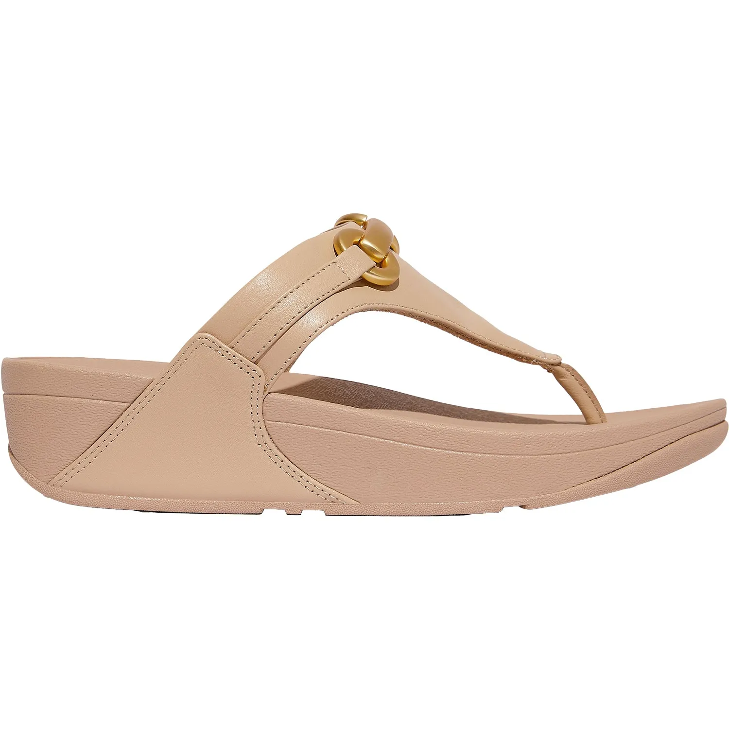 Women's FitFlop LuLu Chunky Snaffle Toe Post Classic Beige Leather