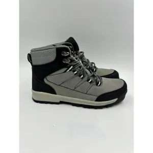 Women's Size 7.5, Gray Leather Hikers w/ Black Canvas Toe and Heel Rugged Sole