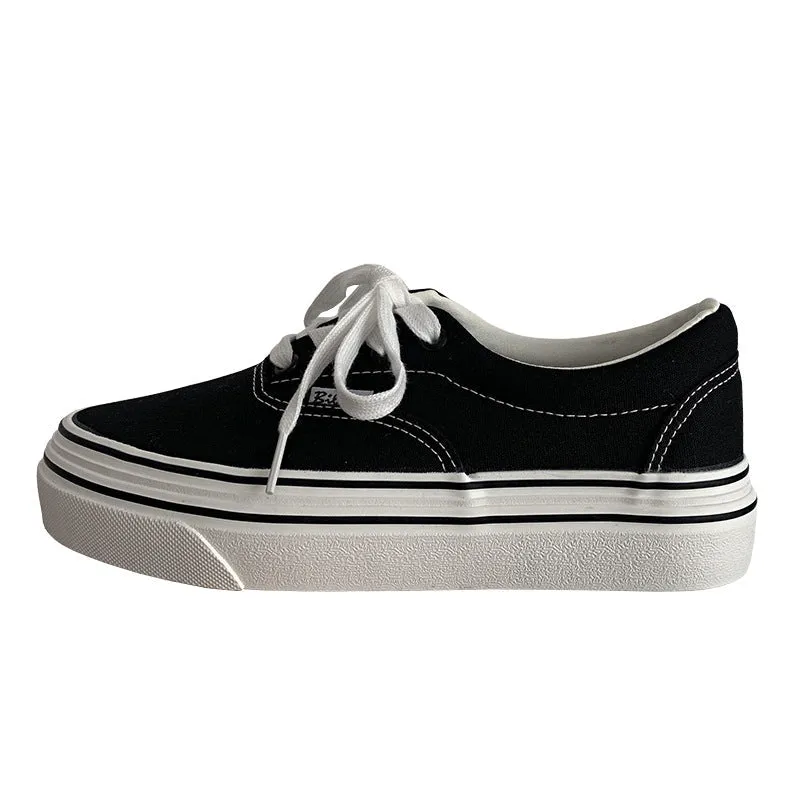 Women's Versatile Classic Black Board Korean Breathable Canvas Shoes