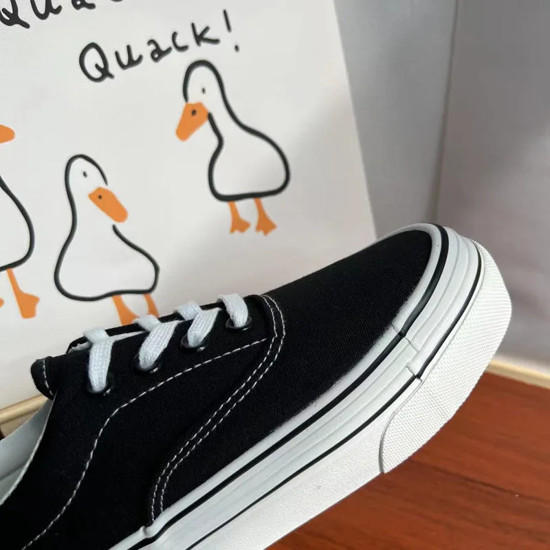 Women's Versatile Classic Black Board Korean Breathable Canvas Shoes