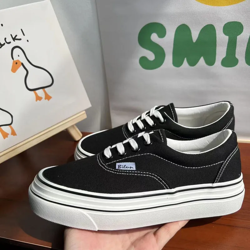 Women's Versatile Classic Black Board Korean Breathable Canvas Shoes